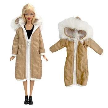 1 Vnt Žiemą Šiltas Dėvėti Ilgas Kailis Barbie Lėlės Aprangą Hoodie Suknelė Drabužius Parko Už 1/6 BJD Doll Striukė 1:6 Lėlės Priedai