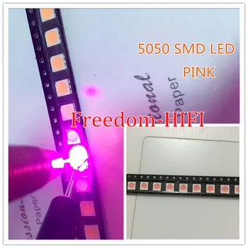 100vnt/daug SMD 5050 rožinė smd LED Diodų 5050 smd smt rožinė led PLCC-6 3-LUSTŲ 5.0*5.0 MM 60Ma-0.2 W Super Šviesus geriausios Kokybės Naujas