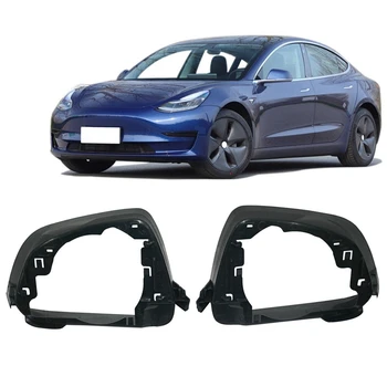 1Pair Automobilio Pusėje valdomi Išoriniai galinio vaizdo Veidrodėliai Dengiamasis Rėmas Juodas Tesla Model 3 Visi Molde Pakeitimo Priedai