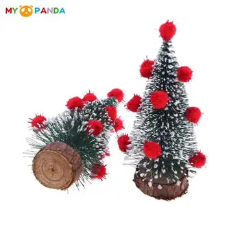 1Pc 1:12 Miniatiūriniai Lėlių Kalėdų Eglutė pūkų kamuoliuką Kedro Medžio Modelį, Namų Dekoro, Žaislų Lėlės Namas Priedai Darbalaukio Papuošalai