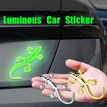 1Pcs Šviesos 3D Metalo Automobilių Lipdukas Emblemų Gecko Lipdukai Šviesos Gecko Automobilių Tailstock Papuošti Kūno Nulio Lipdukas