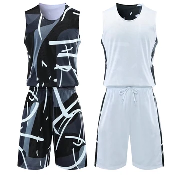 2021 Nauja dvipuse Krepšinio Megztiniai Vyrams Grįžtamasis Krepšinio Jersey Užsakymą Jaunimo Sporto Uniformas Kvėpuojantis Treniruočių kostiumai