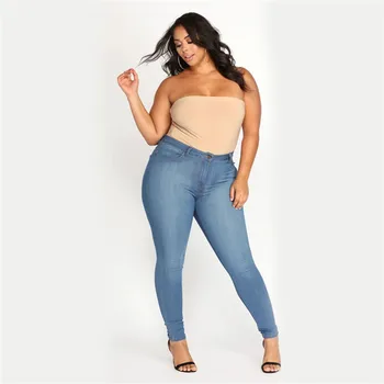 2023 Karšto pardavimo moterų plius dydžio džinsus Mados aukštos juosmens liesas džinsai Atsitiktinis džinsinis pieštuko kelnes XL-5XL lašas laivybos