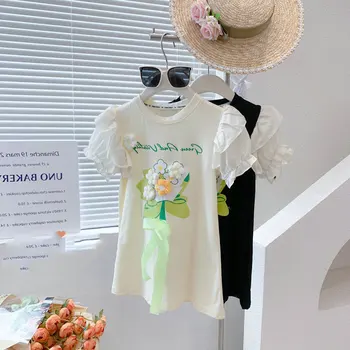 2023 Kūdikių Mergaičių Vasaros Suknelė 3D Gėlės Lankas Gimtadienio Princesė Suknelės Vaikams, Vaikų Vestido Drabužius 2-8Y