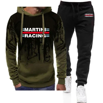 2023 Naujas Vyrų Martini Racing Spausdinimo Mados Puloveris Gatvės Nuolydis Aukštos Kokybės Hoodies + Atsitiktinis Sweatpant 2-Piece Set Kostiumas