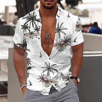 2023 Vasaros Nauji Marškinėliai Vyrams 3d Atspausdintas Havajų Marškinėliai Paplūdimys Trumpas Rankovės Mados Viršūnes Tee Marškinėliai Vyriška Palaidinė