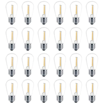 24 Pack 3V LED S14 Pakaitinės Lemputės, Grūdintas Lauko Saulės Styginių Šviesos Lemputes, Šiltai Balta
