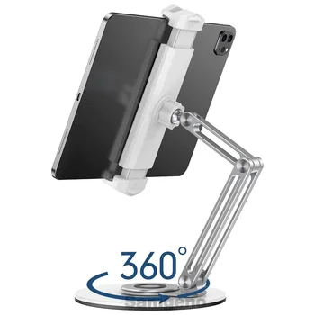 360° Pasukama Tablet Stovėti Stalas, Stabilus Tablet mobiliųjų Telefonų Turėtojas, su Sunkiojo Metalo Bazės, Reguliuojamas & Sulankstomas