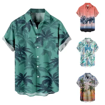 3D Kokoso Medžio Atspausdinta Marškinėliai Prarasti Havajų Marškinėliai Vasarą Vyrams Atostogų trumpomis Rankovėmis Beach Topai Marškinėliai, Negabaritinių Palaidinė