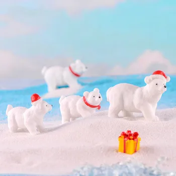 3pcs/maišas Dervos Christmas Polar Bear Lėlės Catoon Anime Pav Micro Kraštovaizdžio Asamblėjos Apdailos Pakabukas Medžiaga Figma Dovanos