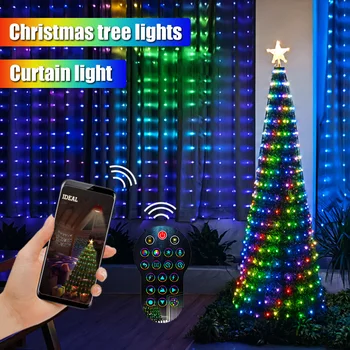 3x3m Smart LED Užuolaidų String Žibintai Kalėdinė Girlianda App Kontrolės Pasakų Žibintai 