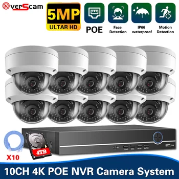 5MP VAIZDO POE Dome Kameros, Apsaugos Sistemos Komplektas, 10CH 4K NVR Nustatyti Patalpų Namuose, IP Stebėjimo kamerų Sistema P2P Vaizdo Stebėjimo Komplektas