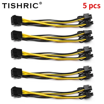 5VNT TISHRIC 8Pin Dual 8pin PCIE Riser Maitinimo Kabelis PCIE PCI Express Grafikos Vaizdo Kortelės Adapteris Maitinimo šaltinis Splitter Cable