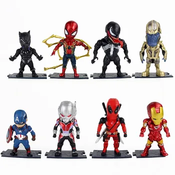 8pcs/Set 9-11cm Marvel Keršytojas žmogus-Voras Ironman Deadpool Nuodai Antman Black Panther Action Figure Modelis Žaislai, Lėlės Vaikams Dovanų