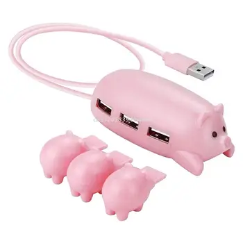Animacinių filmų Rožinė Kiaulių 3 Port USB 2.0 Hub Splitter Nešiojamas USB Hub 2.0 Klaviatūra