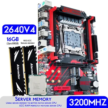 Atermiter X99 Plokštė Rinkinys su Xeon E5 2640 V4 CPU LGA 2011-3 Procesorius DDR4 16 GB ( 2 X 8 GB ) 3200MHz REG server RAM Atmintis