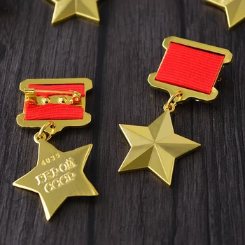 Auksu Stalinas Aukso Žvaigždės Medalis rusijos II Pasaulinio Karo TSRS Sovietų Penkių žvaigždučių Medaliai su Kaiščiais CCCP Ženklelis
