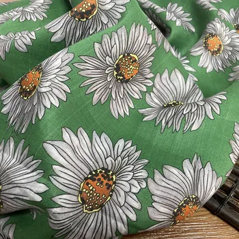 Aukštos kokybės lino audinys Gėlių spausdinti tissu Cheongsam skraiste marškinėliai audinio suknelė