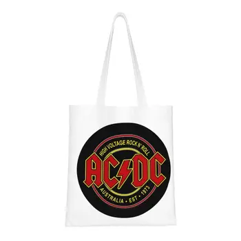 Australijos Sunkiosios Muzikos Bakalėja Tote Pirkinių Krepšys, AC DC, Rock And Roll Band Drobės Pirkėjo Pečių Maišą Rankinės