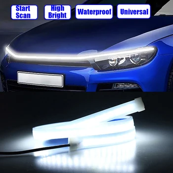 Automobilio Kapoto Pradėti, Scan LED Šviesos Juostelės Priekinis Dangtis Liejimo Apdaila dieninės Šviesos Atmosferą, Aplinkos Šviesos Lempos