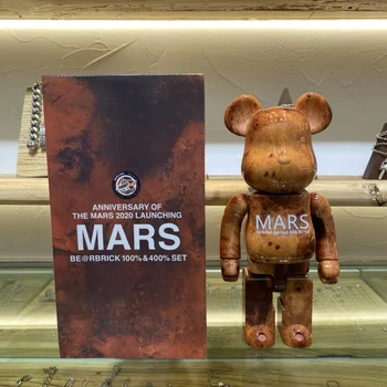 Bearbrick400% 28cm Mars Būti@rBrick Marso kelionės ABS plastiko turėti bendrą sėjomainą su garso dovanų kolekciją lėlės pav.