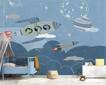 beibehang Individualų ranka-dažytos animacinių filmų erdvėlaivis naujas Šiaurės šalių vaikų kambarys papel de parede tapetai tėtis peint