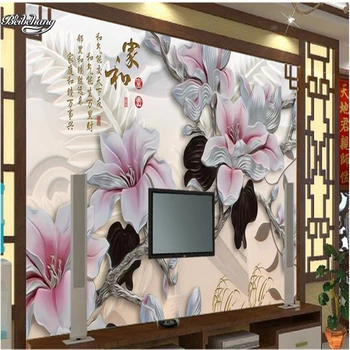beibehang Iškilumo meninio stiklo baltoji magnolija TV foną užsakymą didelė freska ne audiniai aplinkos tapetai