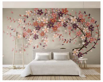 beibehang Mados asmenybės nauji tapetai, rose gold gėlių prabangus elegantiškas stereo TV fono sienos dokumentų namų dekoro behang