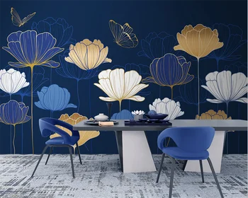 beibehang papel de parede Pritaikytas modernus lengvųjų prabanga paprastas piešinys gėlių lazuritas, mėlynas fonas, tapetai