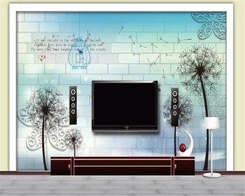beibehang Tėtis peint freskos 3d elegantiškas minimalistinis kiaulpienių žiedų tapetai kambarį, tv foną, sienos popieriaus, vaikų kambarys