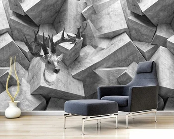 Beibehang Užsakymą tapetai pilka 3D abstrakčių geometrinių cemento aikštėje briedžių meno fone, sienų apdaila dažymas 3d tapetai