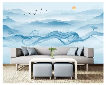 beibehang Šiuolaikinės šilkiniai tapetai naujas Kinų stiliaus rankų parengtos abstrakčių linijų rašalo kraštovaizdžio briedžių fono sienos dokumentų namų dekoro