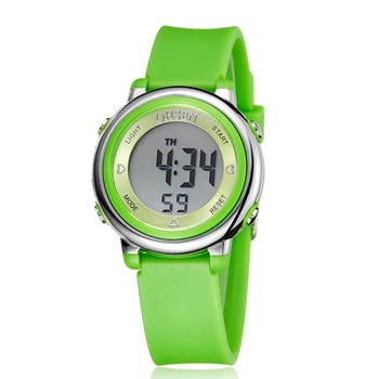Berniukų, Mergaičių Laikrodžiai Skaitmeninių LCD Laikrodžių Žalia Silikono Dirželis Vaikai Vaikai Vandeniui Laikrodis Sporto Elektroninių Relogio Feminino