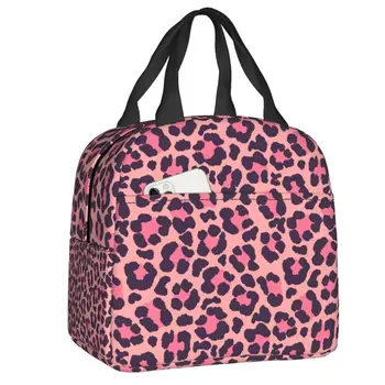 Coral Pink Leopard Print Izoliuoti Pietūs Maišą už Darbą, Mokyklos Aušintuvas Šilumos Bento Box Moterims, Vaikams, Maisto Konteineryje Tote Bag