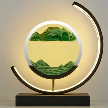 Creative 3D Dreni Tapybos Stalo Lempa Žėrintis Led smėlio laikrodis Nakties Šviesos Naktinės Gamtos Kraštovaizdžio, Namų Amatai