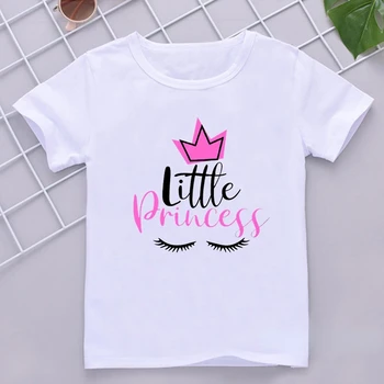 Crown Princess Marškinėliai Vaikams Mergaitėms, Drabužiai Balti trumpomis Rankovėmis T-shirt Vasaros Vaikų Drabužiai, Kūdikių Viršūnes 1-12 Metų