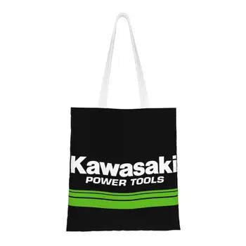 Daugkartinio Naudojimo Kawasaki Motociklų Logotipą, Pirkinių Krepšys Moterų Pečių Canvas Tote Maišą Nešiojamų Bakalėja, Shopper Bags