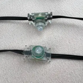 DC5V 100nodes WS2811 LED spalvoto vaizdo taškų;IP68;su epoksidine derva užpildyti;skaidrus PC medžiagos ir visas juodas laidas