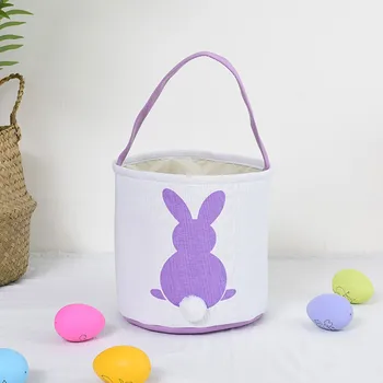 Easter Bunny Kibirą Spausdinti Triušis Pledas Drobės Vaikai Kiaušinių Medžioklė Krepšelį Drobės, Medvilnės, Vežančių Dovanų Maišą Žaislų, Šaliai, Rankinės