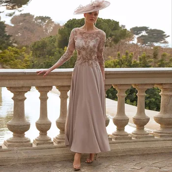Elegantiškas Skiedra Šifono Vestuvinė Suknelė Moterims 2023 Linijos Motina Oblubienicy Suknelė Maxi Appliques Šalis Suknelė