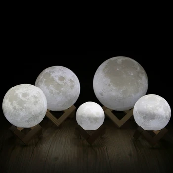 G6DA 3D Stebuklinga LED Luna Naktį Mėnulio Šviesos Lempa, Stalas USB Įkrovimo Touch Kontrolės Ho