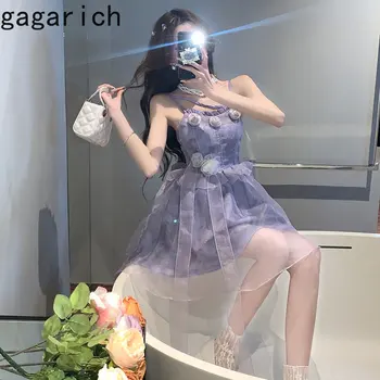 Gagarich Moterų prancūzijos Arbatos Pertrauka Diržas Nėrinių Suknelė 2023 Vasaros Kabinti ant Kaklo 3D Rose Juosmens Suvynioti Pabėgti Princesė Ilgos Suknelės