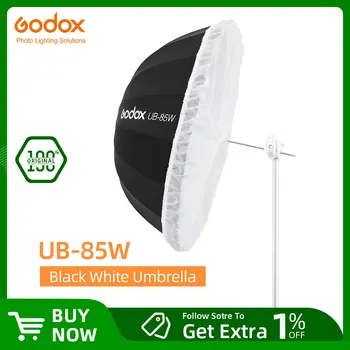 Godox UB-85W 33.5 į 85cm Parabolinis Juodas Baltas Atspindintis Skėtis Studija Šviesos Skėtis su Juoda Sidabrinė Sklaidytuvo Padengti Audiniai