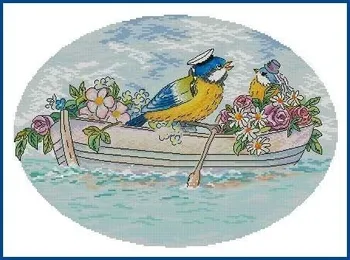 Gėlių ir paukščių Valtis Siuvimo rinkinys, Skaičiuojami Kryželiu Rinkiniai 14CT 18CT), jei panaudoto nemarginto Drobė Menas 