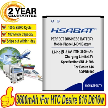 HSABAT 3600mAh Baterija HTC Desire 616 D616w v3 D616H d616d BOPBM100 Baterijos
