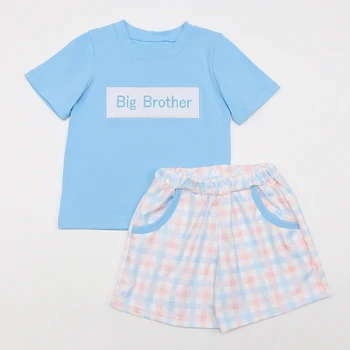 Iki 2023 m. Berniuko Rūbus, Nustatyti Big Brother Siuvinėjimo Bodysuit Bluey Grotelių Kostiumas Kūdikių Berniukų Šortai Vaikams Drabužiai, 1-8T Bebes Komplektai