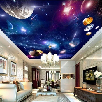 Individualizuotos fono paveikslėlį 3D galaxy kosmoso planetos zenith lubų freskos kambarį lubos, sienos, dokumentai namų dekoro 3d tapetai behang