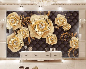 Individualizuotos Fono Paveikslėlį Europos Klasikinės Juodos Spalvos Minkštos Pakuotės Deimantų Papuošalai Gėlių Prabanga Kambarį Fono Sienos Freskos Behang