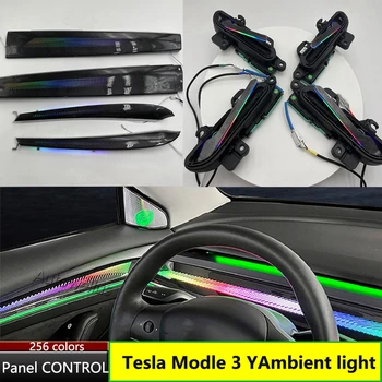 Interjero Neoninis Aplinkos Šviesos diodų (LED)+Elektrinis Auto Pristatydamas Durų Rankenos, Rankenos, Už Tesla Model 3 Y 