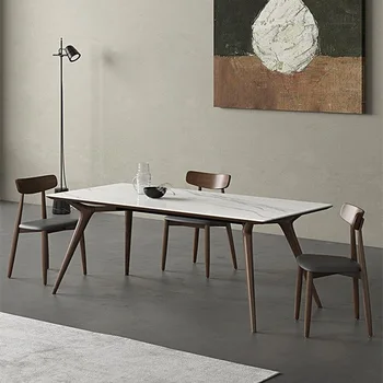 Italijos minimalistinio stiliaus medžio masyvo šiferis, valgomasis stalas ir kėdės derinys Šiaurės paprasta šiuolaikinės smulkūs namų apyvokos uosio medžio dini
